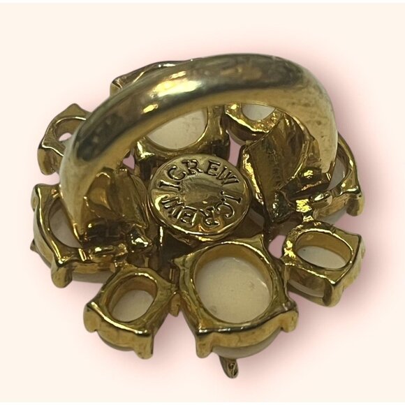 JCREW LARGE STATEMENT FLOWER RHINESTONE COCKTAIL RING GOLD TONE J. CREW - Picture 5 of 6